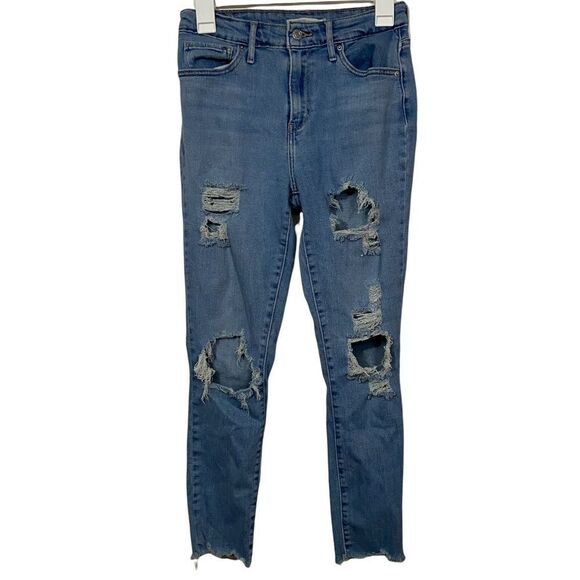 Levi’s 721 Distressed High Waisted Skinny Jeans - Picture 1 of 3